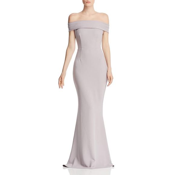 Katie May Dresses & Skirts - Katie May Womens Legacy 2 Gray Off-the-Shoulder Formal Evening Dress Gown
